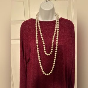 Long faux pearl necklace